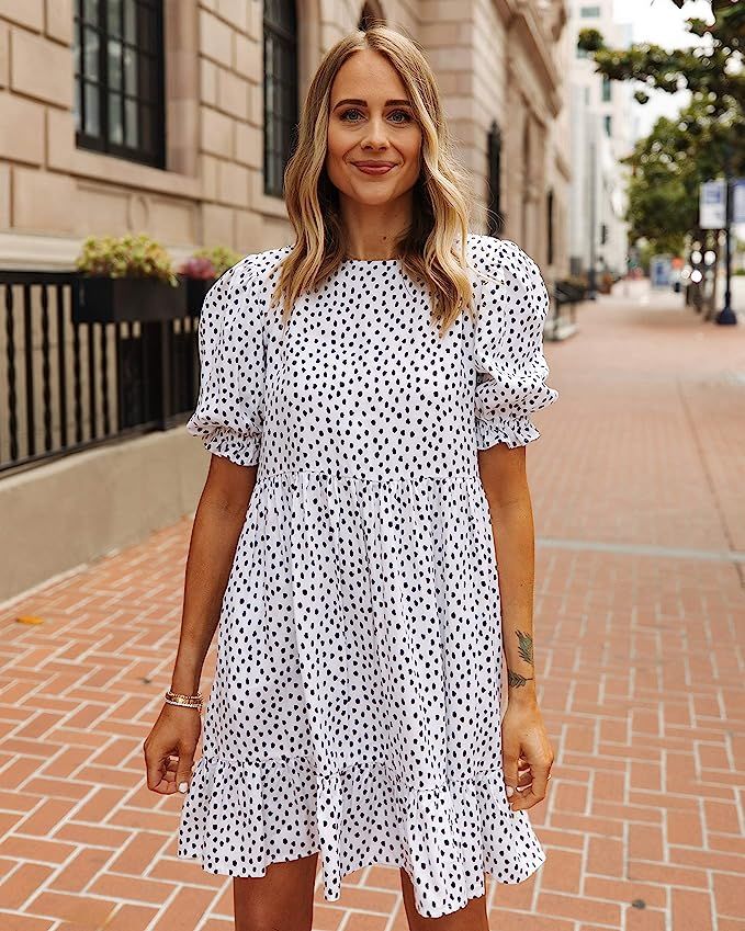 The Drop Women's White/Black Polka-Dot Tiered Dress by @fashion_jackson | Amazon (US)