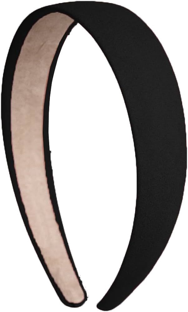 Motique Accessories 1 Inch Wide Suede Like Headband Solid Hair band for Women and Girls - Black | Amazon (US)