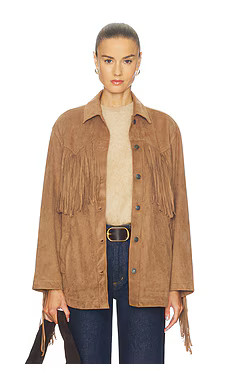 Free People x REVOLVE Fringe Out Faux Suede Shacket in Toasted Coconut from Revolve.com | Revolve Clothing (Global)