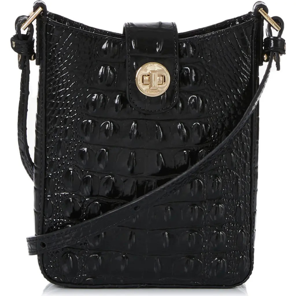 Brahmin Marley Croc Embossed Leather Crossbody Bag in Black at Nordstrom | Nordstrom