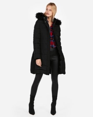 Long Belted Puffer Jacket | Express