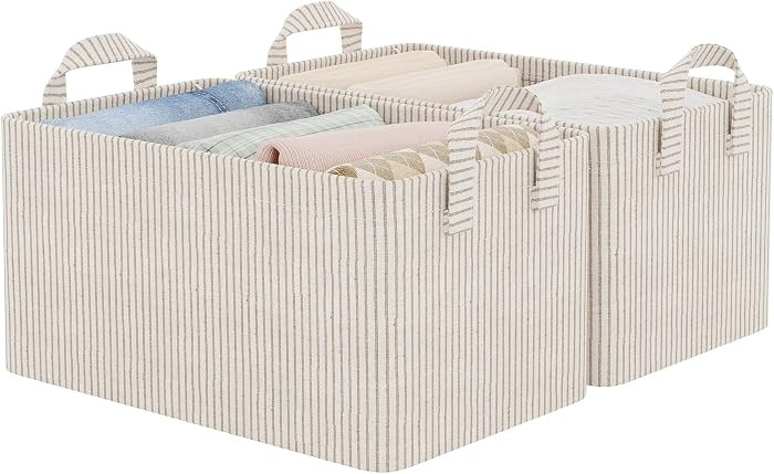 StorageWorks Storage Bins, Fabric Storage Bins for Shelves, Storage Baskets with Metal Frame, Clo... | Amazon (US)