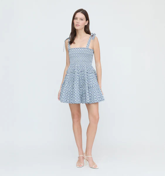 The Ribbon Charlotte Nap Dress - Navy Circular Lattice | Hill House Home US