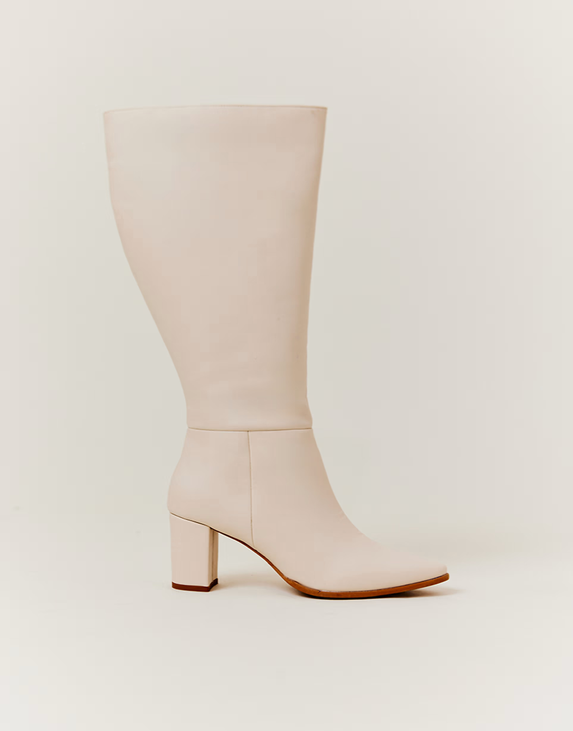 In The Style Heeled high leg boot extra wide leg fit in cream in cream | ASOS (Global)