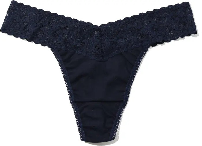 Hanky Panky Cotton & Stretch Lace Original Rise Thong | Nordstrom | Nordstrom