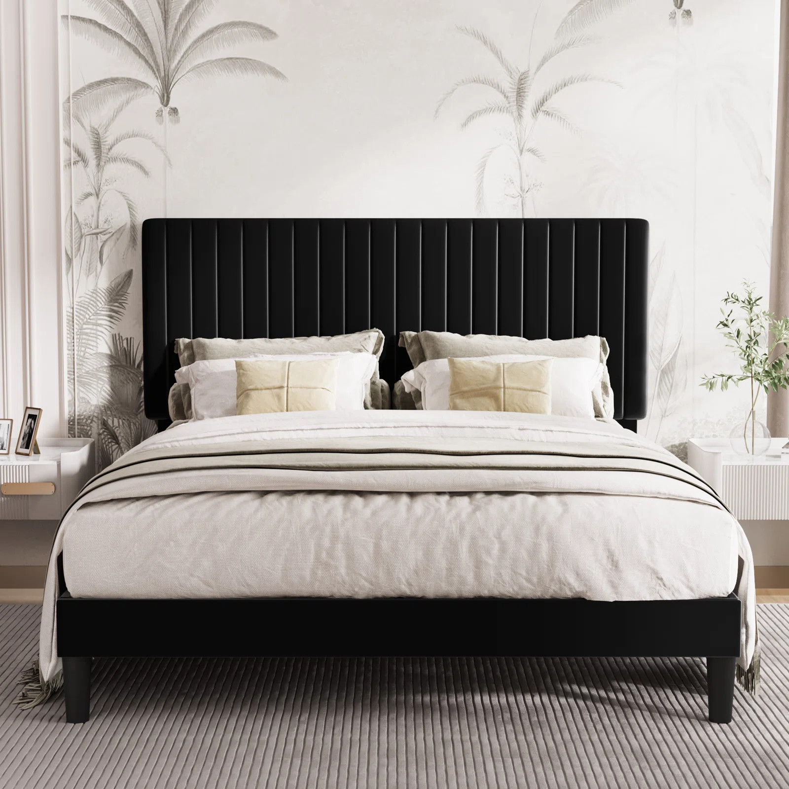 Dunphy Upholstered Platform Bed with Adjustable Headboard | Wayfair North America