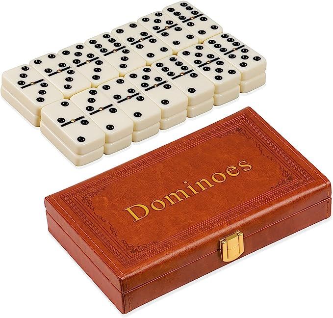 ZOOCEN Double 6 Dominoes Set in Leatherette Case (28 Tiles with Spinner) | Amazon (US)