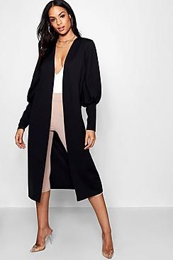 Tie Waist Balloon Sleeve Duster | Boohoo.com (US & CA)