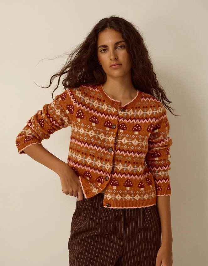 Mia Mushroom Knit Cardigan Orange | Monsoon (UK)