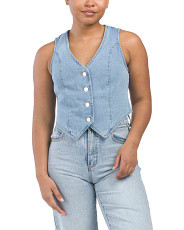 Sleeveless  Garment Washed Denim Like Vest | Women | Marshalls | Marshalls