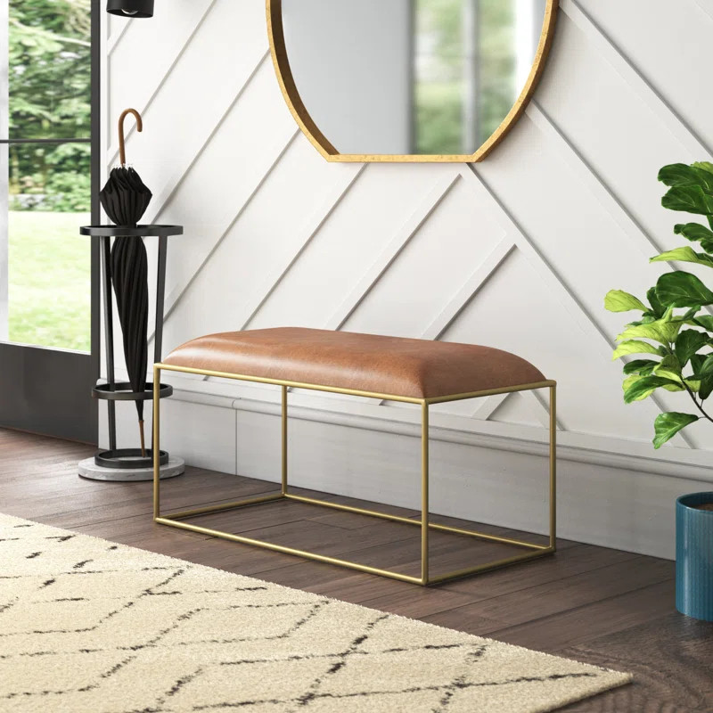 Alverez Genuine Leather Upholstered Bench | Wayfair North America