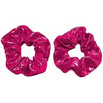 Shiny Metallic Scrunchie Set, Set of 2 Pink Lame Scrunchies (Metallic Pink) | Amazon (US)