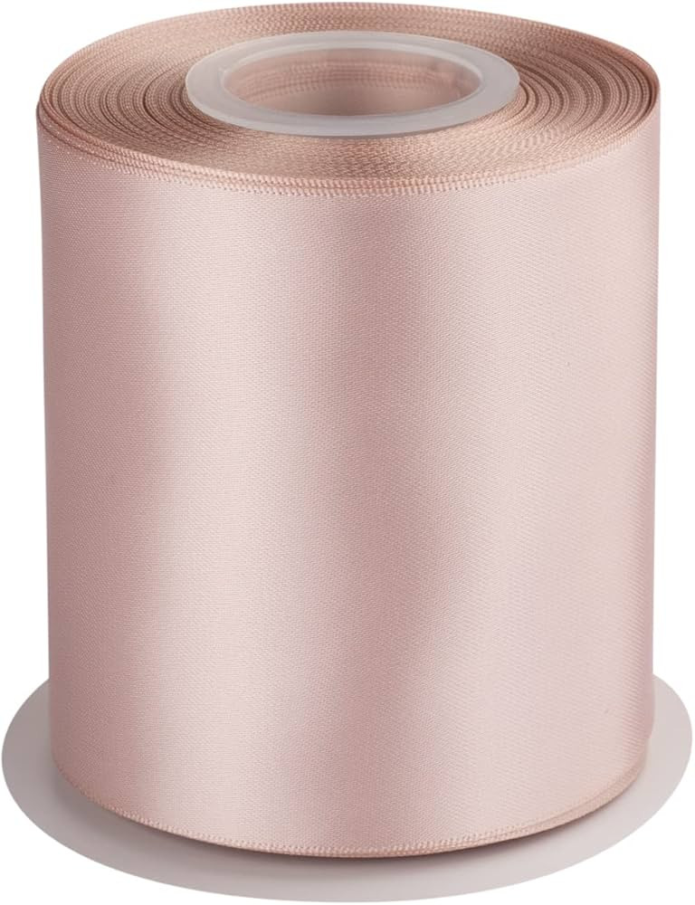 4" Inch Double Faced Satin Ribbon Vanilla Solid Polyester Craft Ribbon - 25 Yards Perfect for Gif... | Amazon (US)