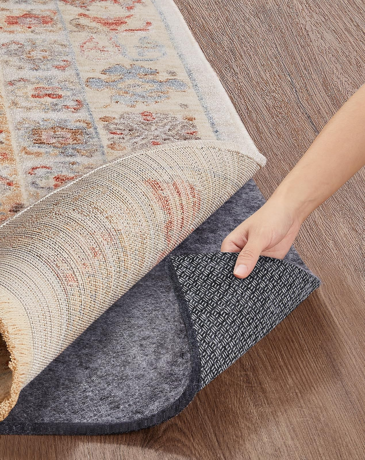 Veken Non Slip Cushioned Rug Pad Gripper 6 x 9 Ft, Felt and Silicone Backing, 1/8 inch Thick Carp... | Amazon (US)