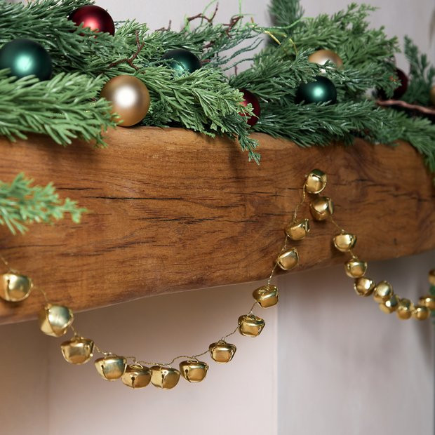 Buy Habitat Gold Coloured Bell Christmas Garland | Christmas wreaths and garlands | Argos | argos.co.uk