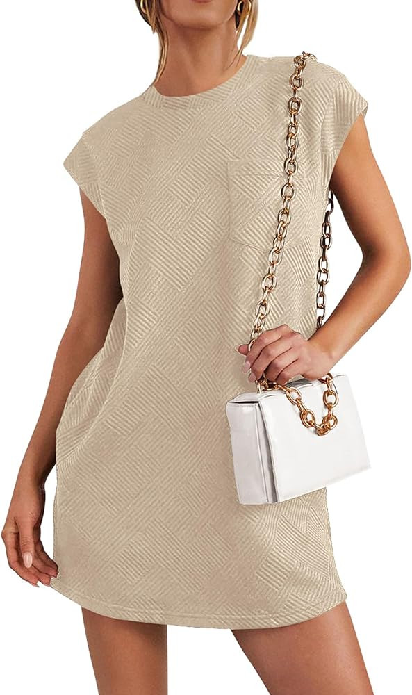 PRETTYGARDEN Women's Summer Short T Shirt Dress Cap Sleeve Crew Neck Casual Loose Basic Mini Dres... | Amazon (US)