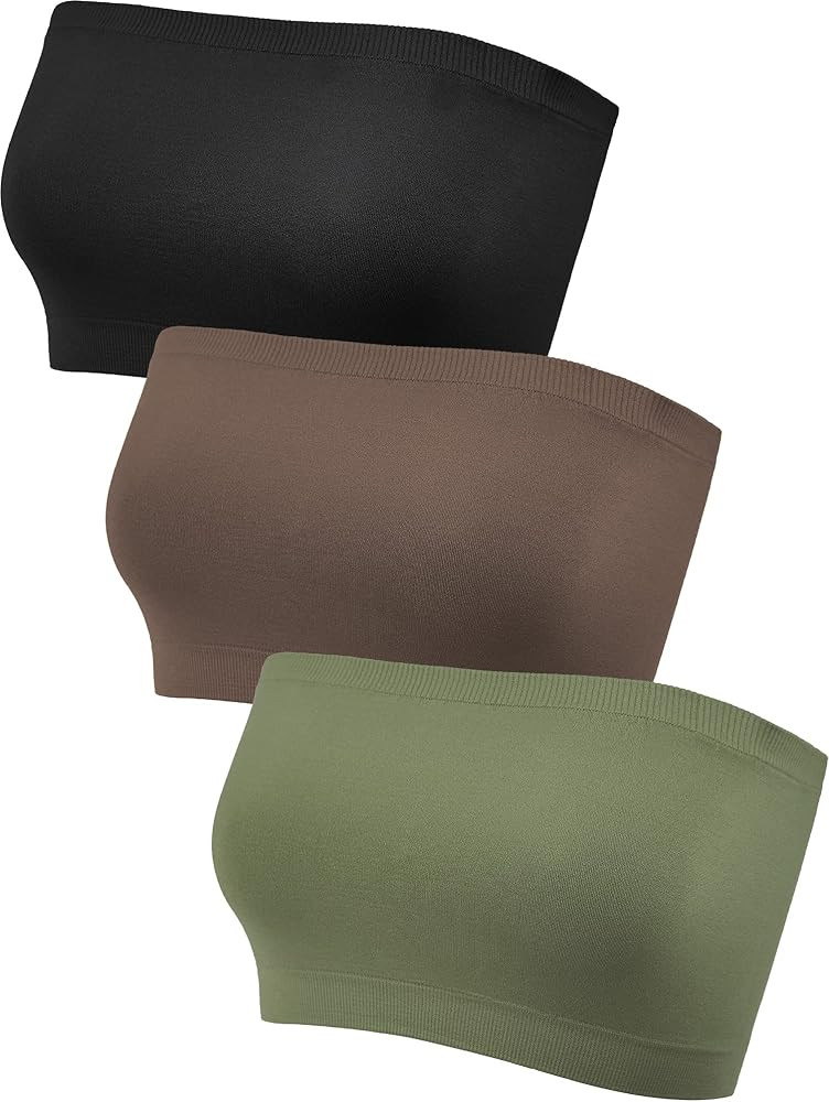 Women's Strapless Bralette Seamless Bandeau Soft Stretchy Non-Padded Bandeau Tube Top Bra in Colo... | Amazon (US)