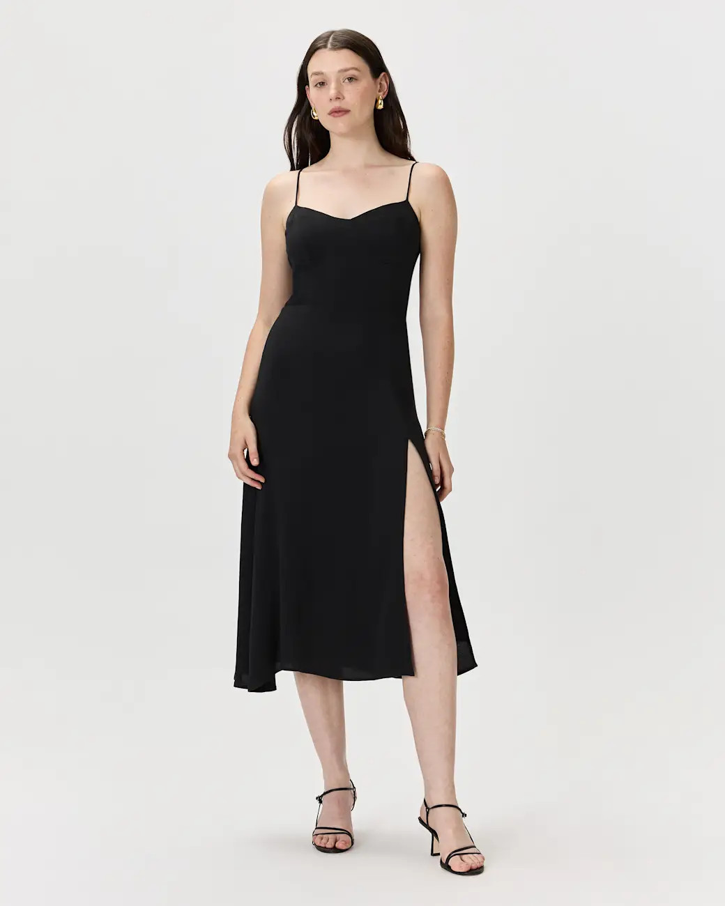 Tencel Rib Knit Maxi Slip Dress in Black | Quince