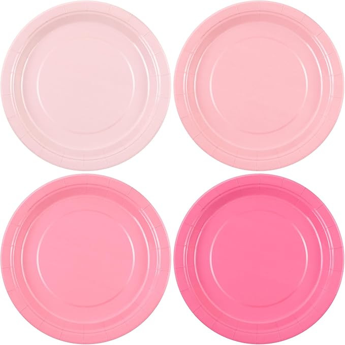 Pink Gradient Dinner & Dessert Plates - 72 Pieces, 9 Inch, Heavy Duty, Sustainable & Decorative D... | Amazon (US)