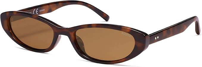 SOJOS Trendy Small Thin Y2k Cat Eye Polarized Sunglasses Womens Mens, 80s 90s Retro Oval Sunnies ... | Amazon (US)