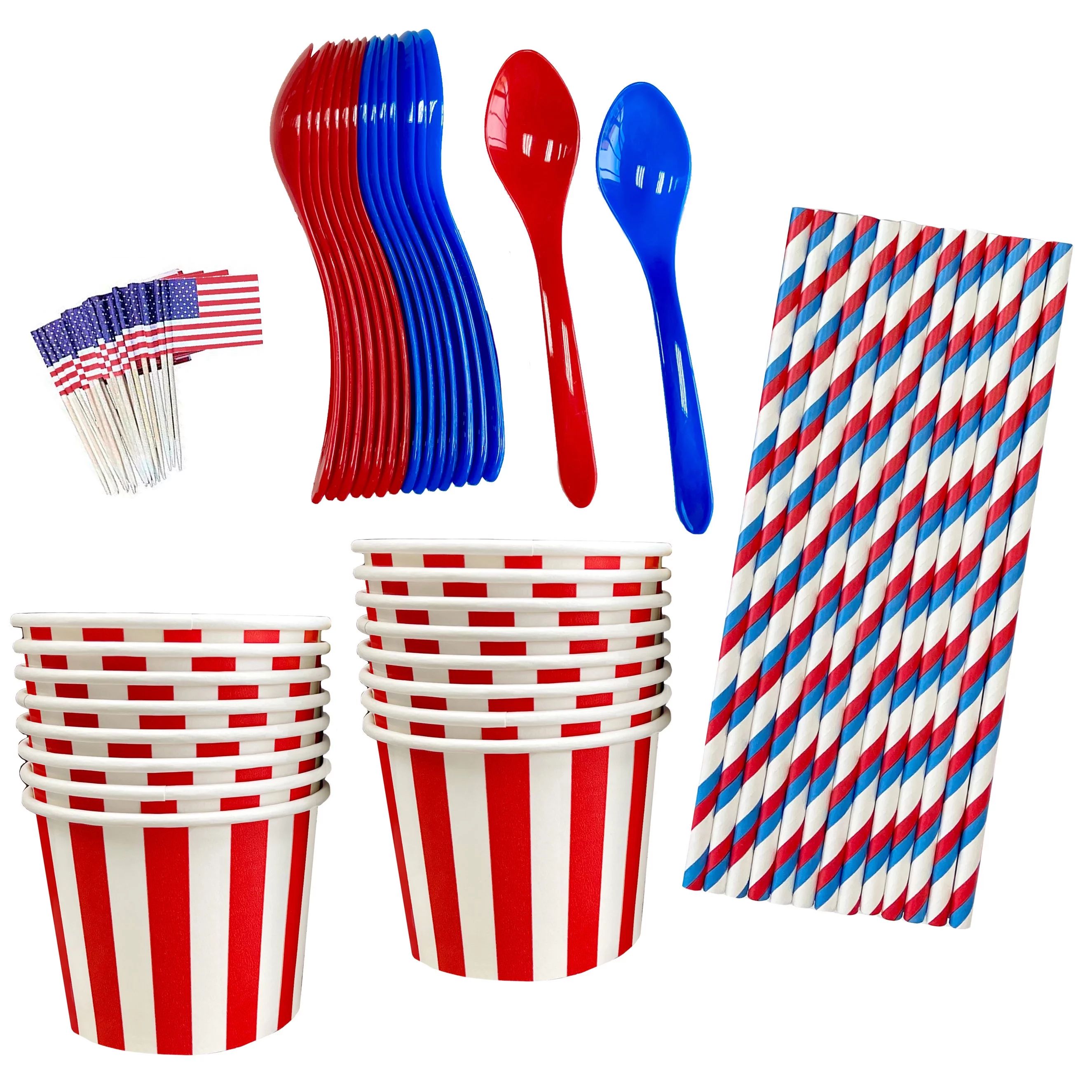 16 Pk Red, White and Blue Flag Patriotic Ice Cream Kit | Walmart (US)