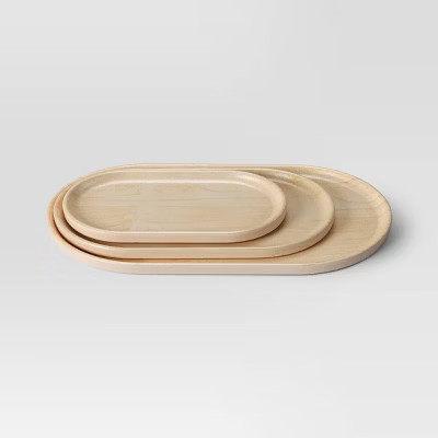 3pk Bamboo Melamine Trays with Wood Decal - Room Essentials™ | Target