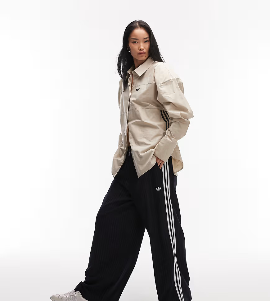 adidas Originals x ASOS oversized tailored track pants in navy pinstripe | ASOS (Global)