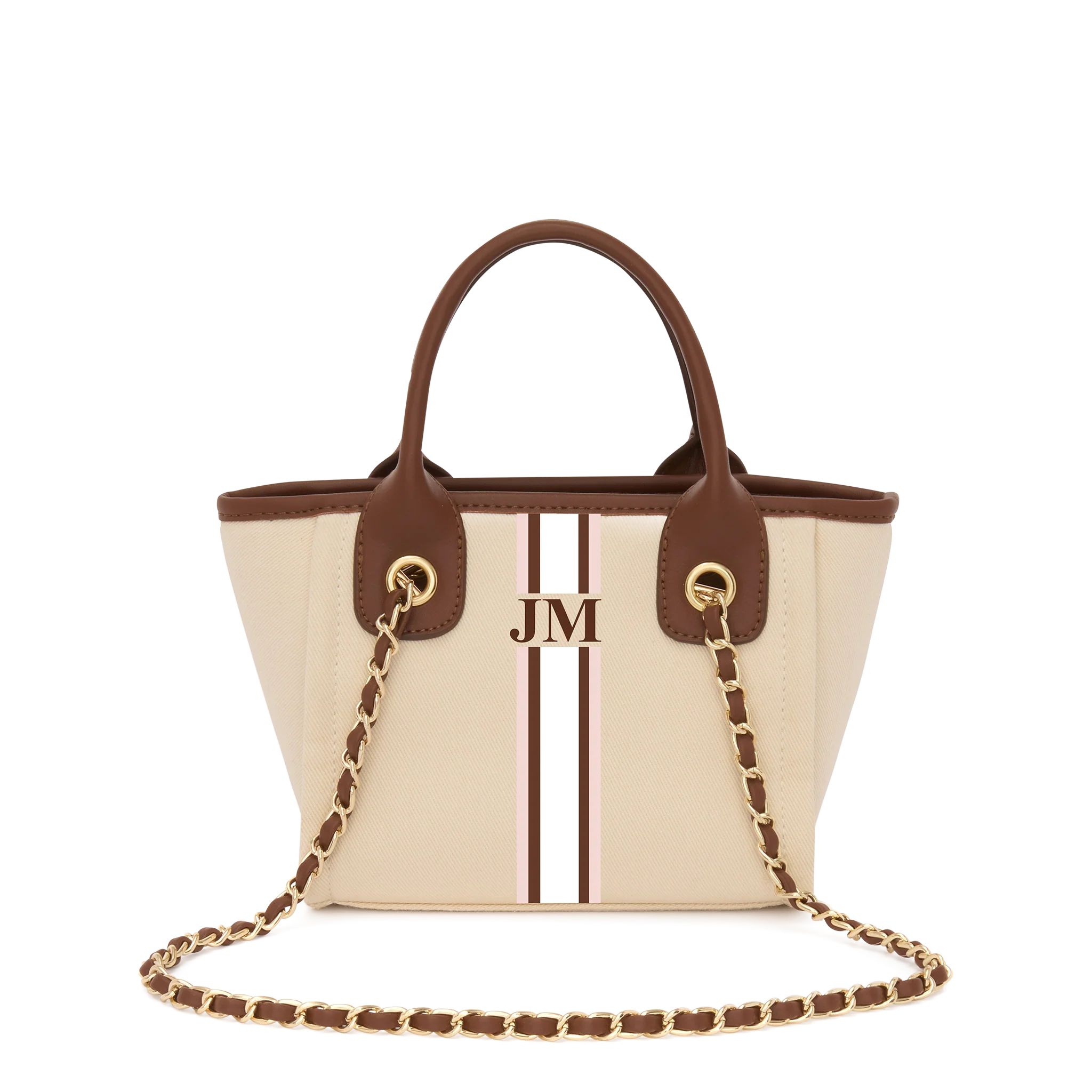Lily & Bean Canvas Tote Bag Cream with Dark Brown Handles Mini | Lily and Bean