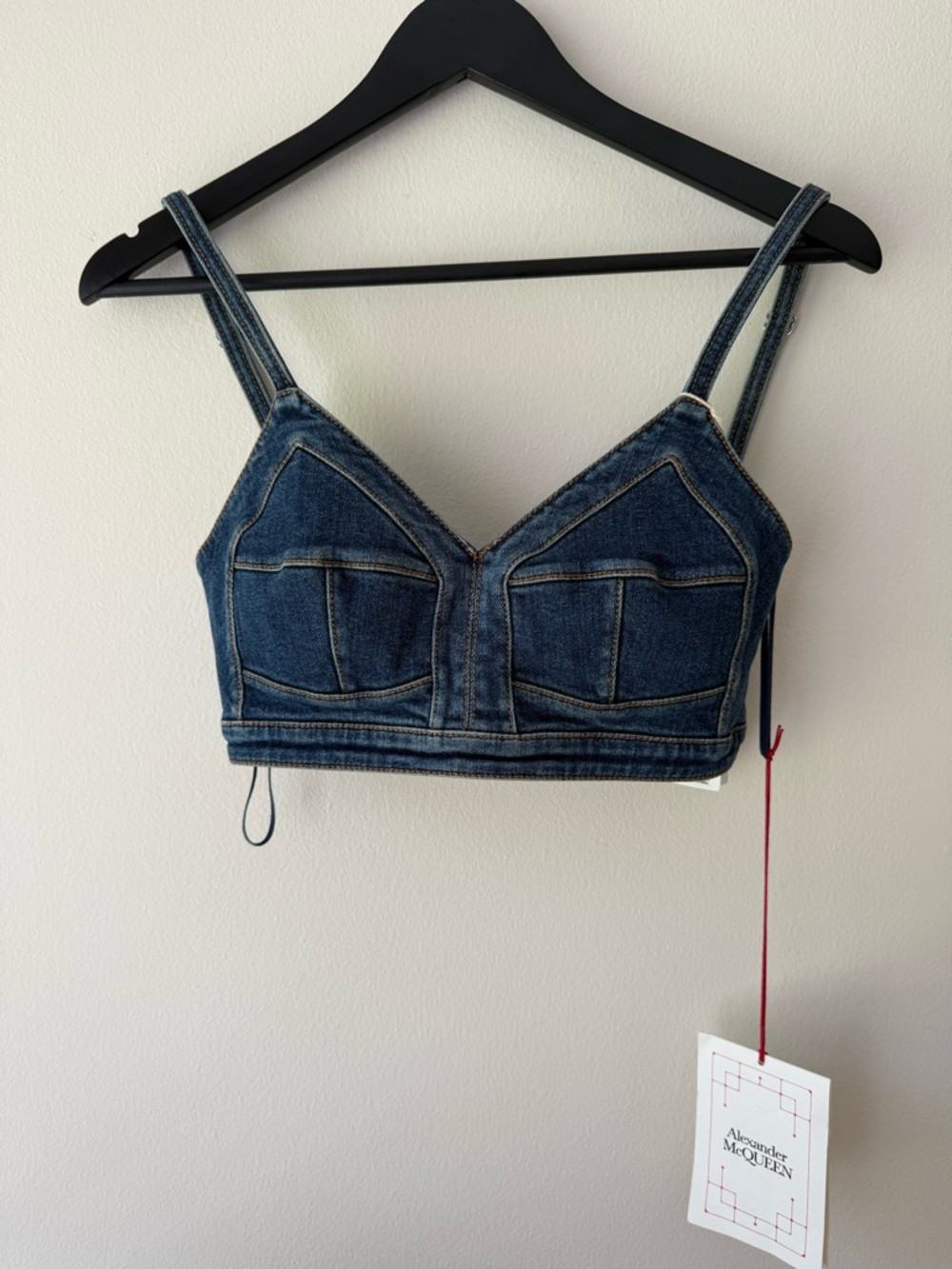 Alexander McQueen Blue Denim Corset Bralette. Size 38 Italian. NWT | Poshmark