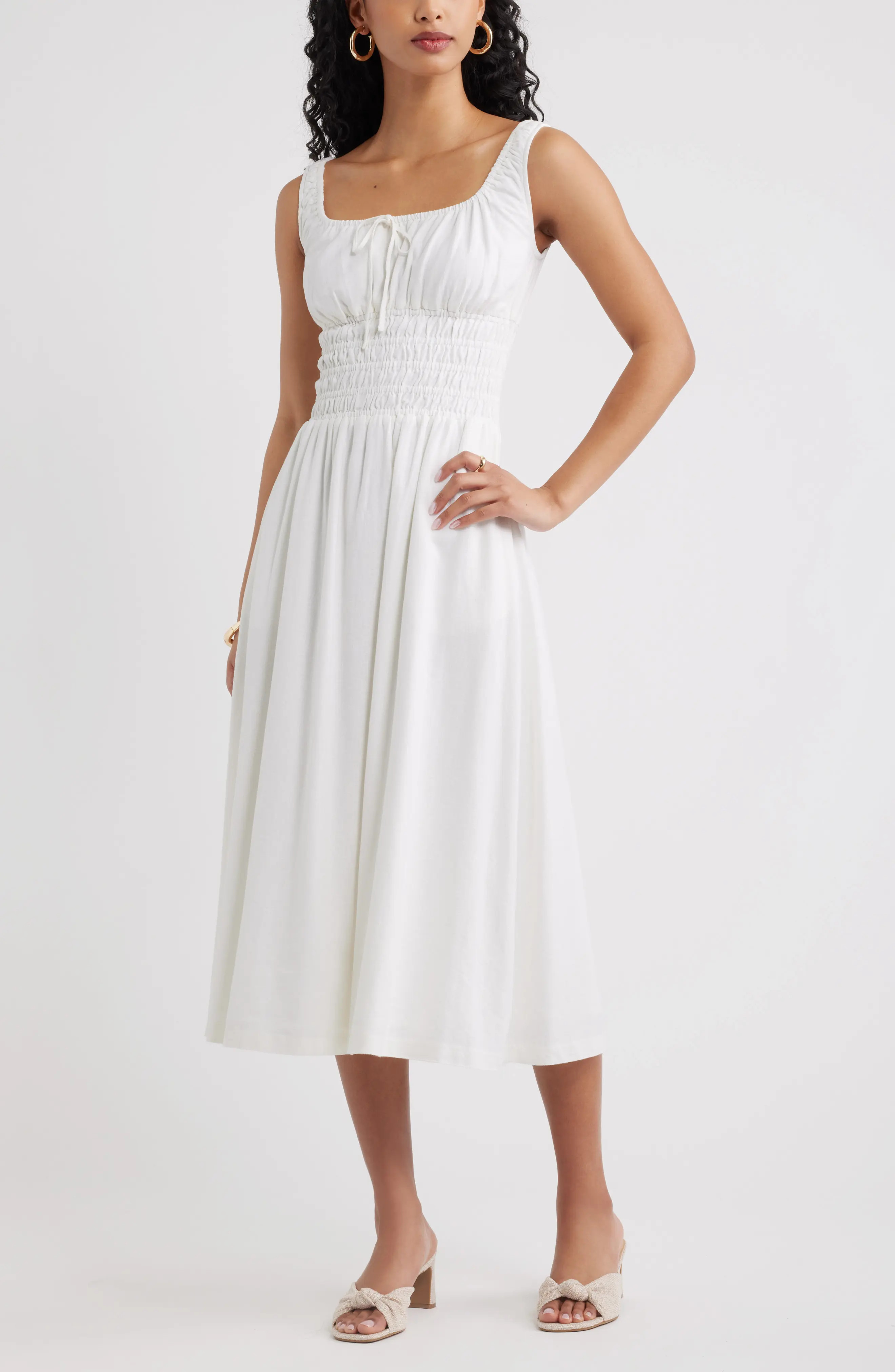 Smocked Waist Midi Dress (Women) | Nordstrom | Nordstrom
