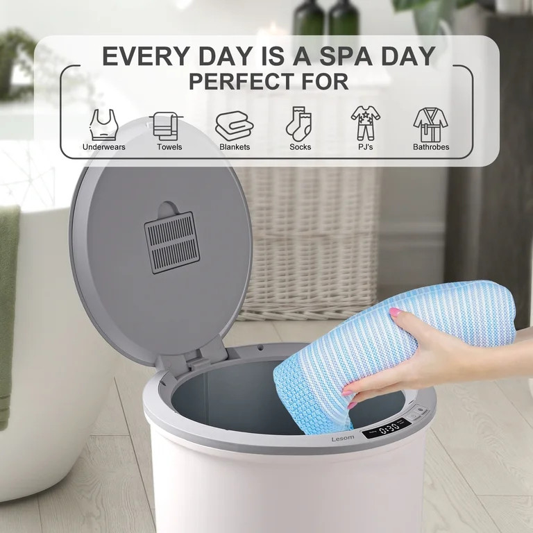 Large Towel Warmer Bucket with Flip Lid, One-Touch LED Display, and Child Safety Lock, Fast Heati... | Walmart (US)