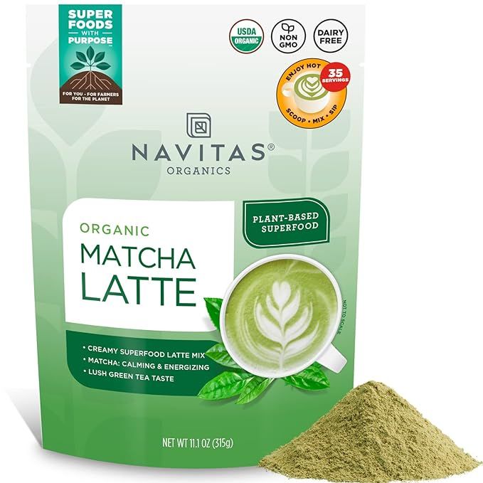 Navitas Organics Matcha Latte, 11.1oz Value Size Bag, 35 Servings — Organic, Non-GMO, Dairy-Fre... | Amazon (US)