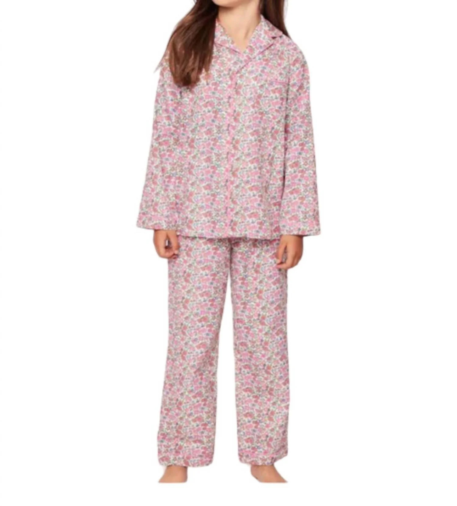 Fleurs De Rose Twill Pajama Set In Pink | Shop Simon