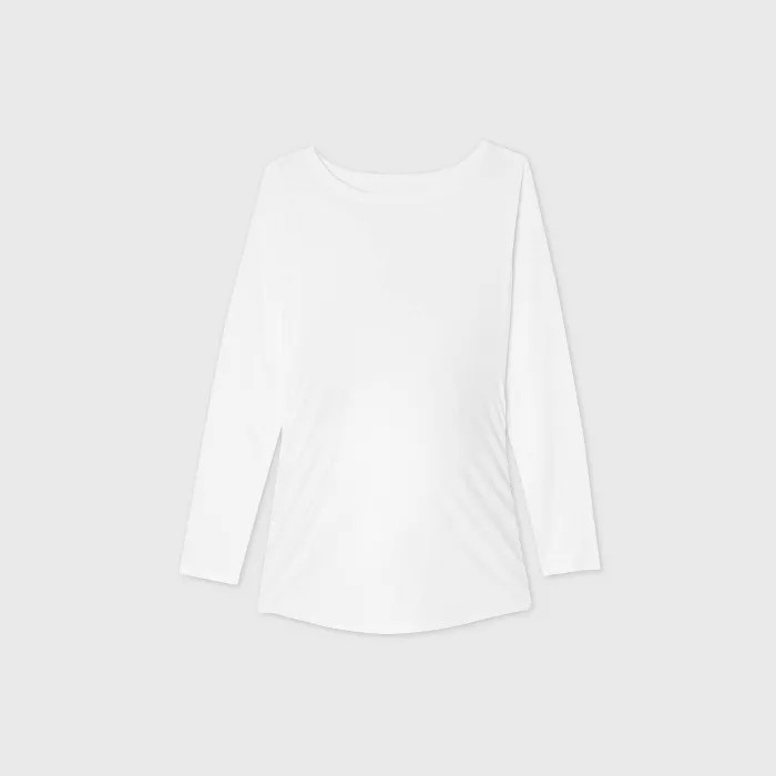 Maternity Long Sleeve Boat Neck Side Shirred T-Shirt - Isabel Maternity by Ingrid & Isabel™ | Target