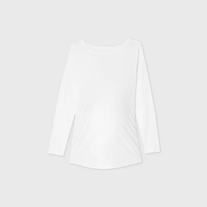 Maternity Long Sleeve Boat Neck Side Shirred T-Shirt - Isabel Maternity by Ingrid & Isabel™ | Target