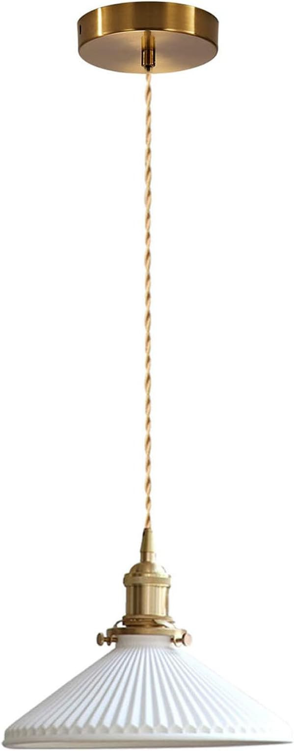 E26 Modern Pendant Light, Minimalist Pleated Ceramic Pendant Light, Kitchen Island Bedroom Dining... | Amazon (US)