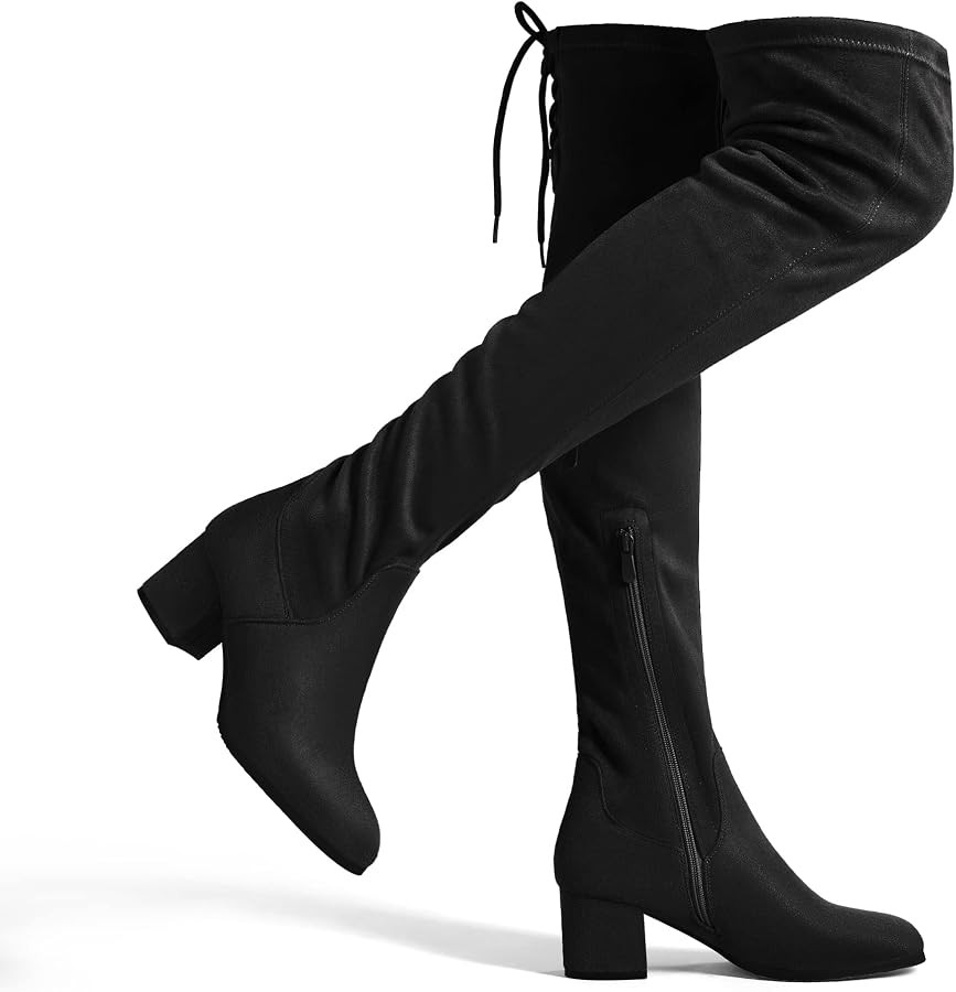 DREAM PAIRS Stivali sopra Il Ginocchio da Donna con Gambo Lungo in Pelle Scamosciata Caldi al Gin... | Amazon (IT)