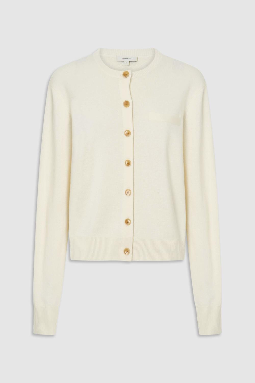 Crew Neck Cardi Cream | Oroton