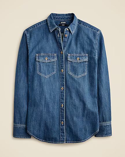 Petite garçon classic chambray shirt in dark wash | J. Crew US