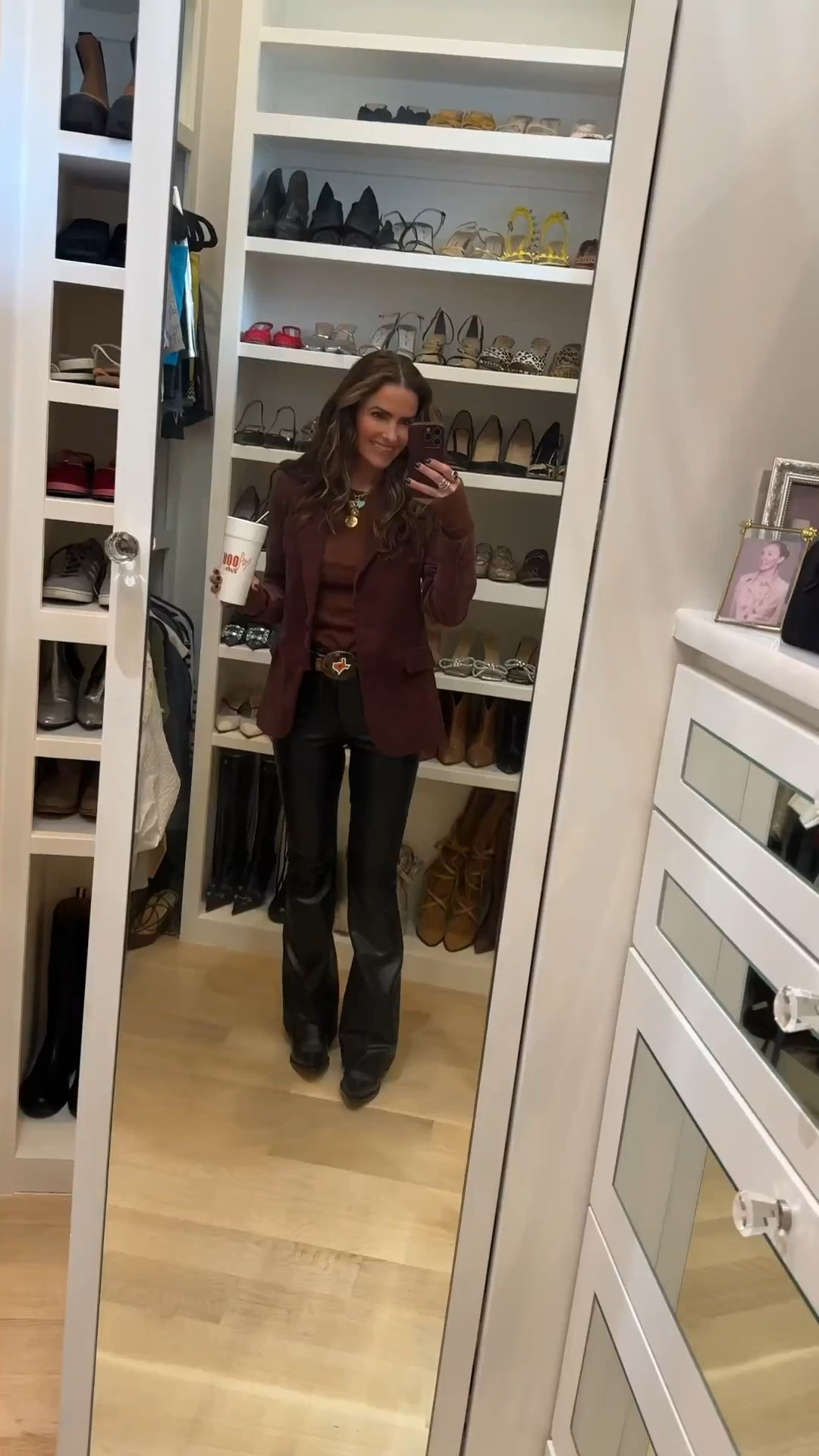 off to do one of my very favorite things~ watch my horns play #gameday attire linked here🤎🤘🏾

shop my go to chic #ootn: my fav faux leather pants (i own in several colors) run tts im wearing a 25. 

& one my fav tops i own in several colors w comfy & warm hand covers too, runs tts wearing a small 

+ chic blazer (that also comes w matching pants) & you will not believe the price! 

& my must-have cowboy boots! 

#LTKFindsUnder100 #LTKWatchNow #LTKShoeCrush