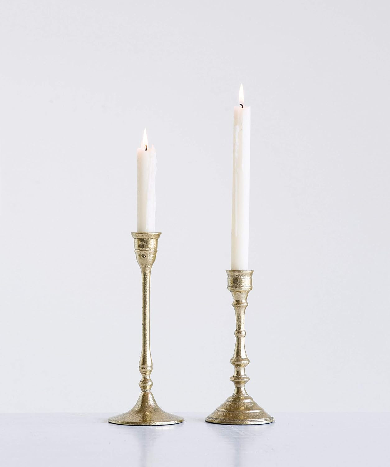 Creative Co-op Decorative Gold Aluminum Taper (Set of 2 Sizes) Candle Holder | Amazon (US)
