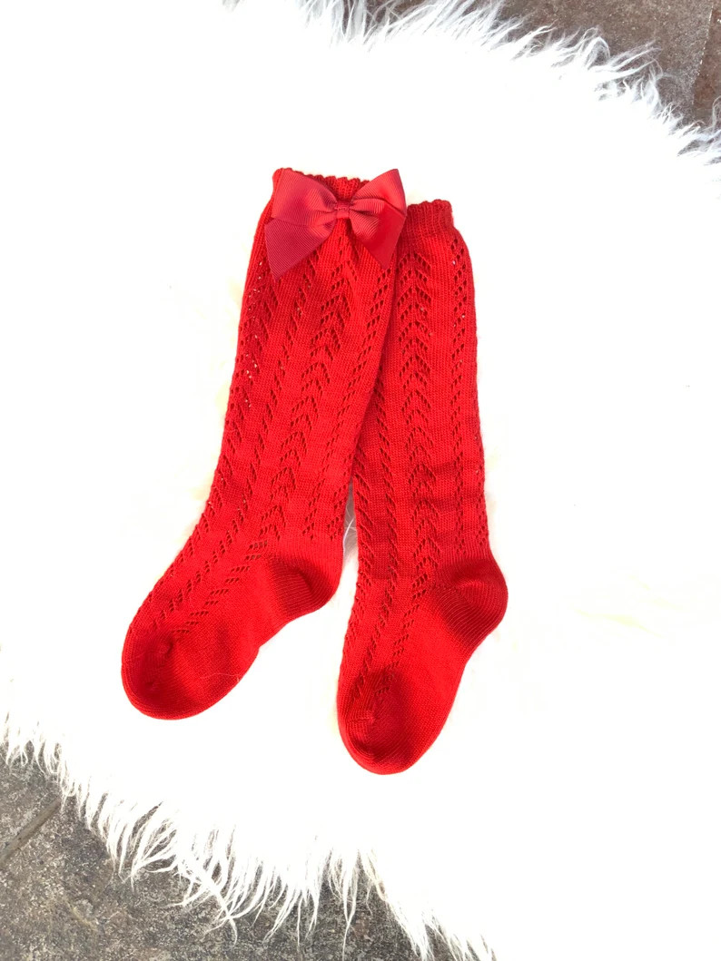 Red Crochet Knee High Socks Girls Summer Socks Stylish - Etsy | Etsy (US)