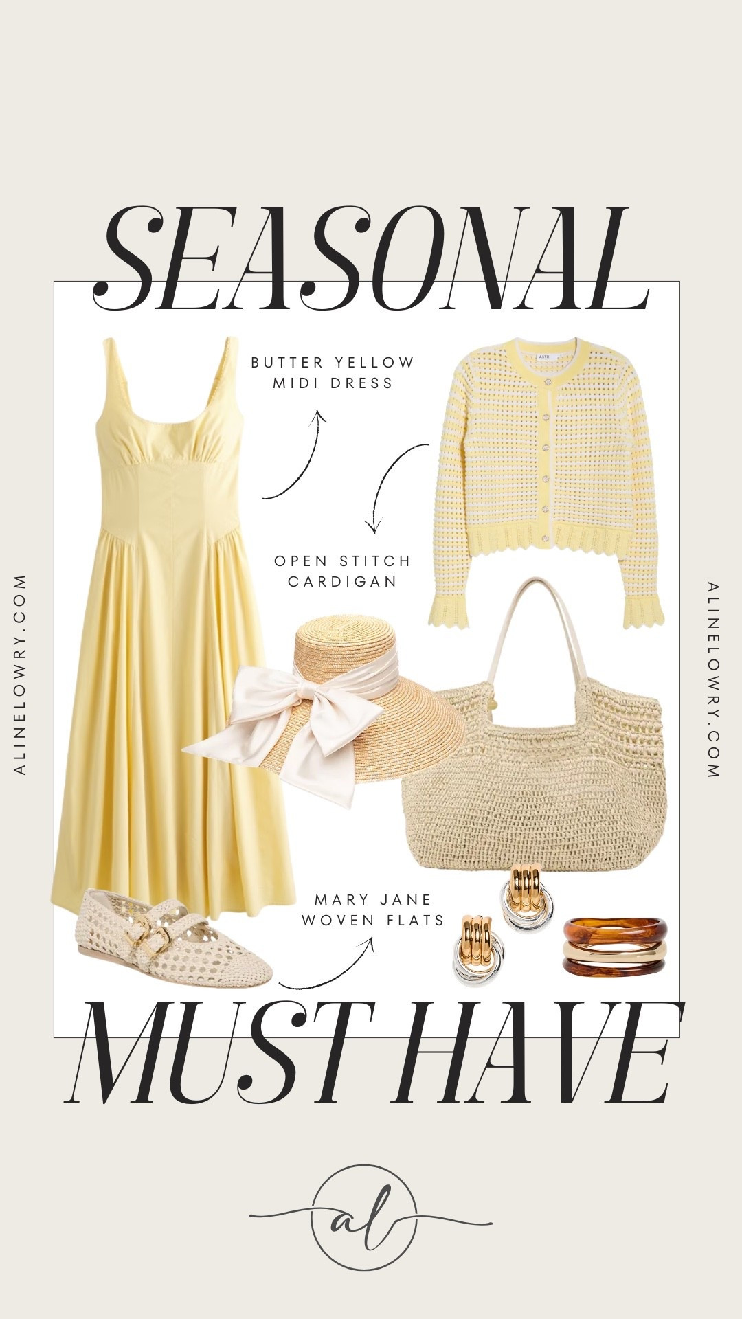 Seasonal must have: spring outfits 
Butter yellow midi dress, open stitch cardigan, Mary Jane woven flats, straw sun hat, straw bag, bangle bracelets, earrings. 

#LTKU #LTKootd #LTKSeasonal