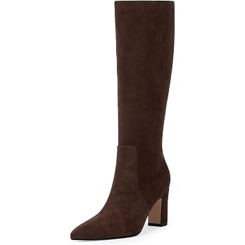 VIUGJNEX Knee High Boots Pointed Toe Chunky Heel Tall Boots for Women | Comfortable 3.15-Inch Blo... | Amazon (US)