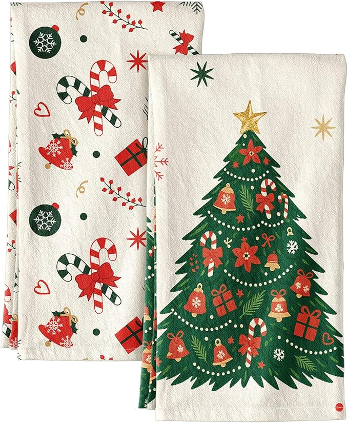 Flour Sack Christmas Kitchen Towels - Christmas Floursack Kitchen Towels 18x26 Inch 2pcs Decorati... | Amazon (US)