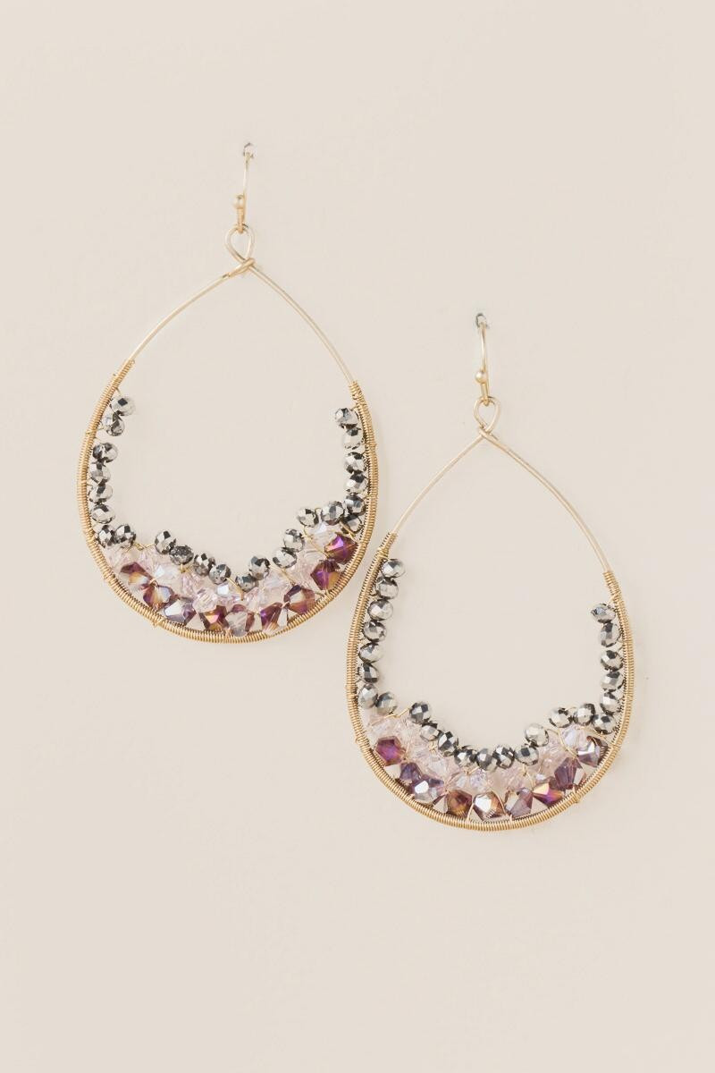 Frida Bead Teardrop Earrings In Mauve | Francesca’s Collections