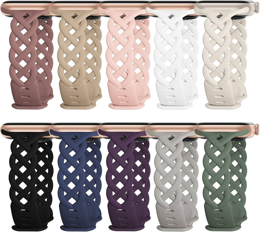 Slim Silicone Bands Compatible with Apple Watch Band 40mm 38mm 41mm 44mm 45mm 42mm Women Floral B... | Amazon (US)