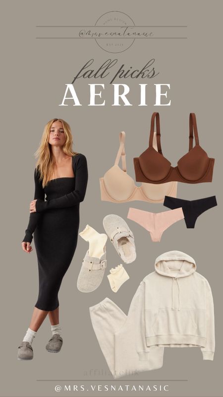 AERIE LTK app exclusive sale! Here are my cozy fall picks & favorite finds! I have worn these bras for years and love them, such a good basic. These are my favorite no-show thongs too! And how cute are these clogs? Love them! 

Cozy fall, fall outfit, fall shoes, fall sweatshirt, fall dress, dress, fall outfit, Aerie, LTK sale, sale alert, fall dresses, maternity, bra, bras, underwear, undies, thong, 

#LTKmidsize #LTKSale #LTKGiftGuide