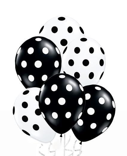 AnnoDeel 50 Pcs 12" Latex Balloons, Black and White Polka Dot Balloons for Brithday Balloon Weddi... | Amazon (US)