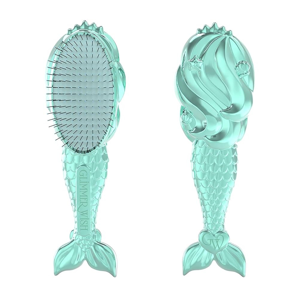 Glimmer Wish Mermaid Detangling Hair Brush for Kids - Anti Frizz and Anti Static - Soft and Long ... | Amazon (US)